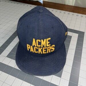 ACME Packers Hat New Era Cap 59FIFTY NFL Navy Gold Fitted Size 8